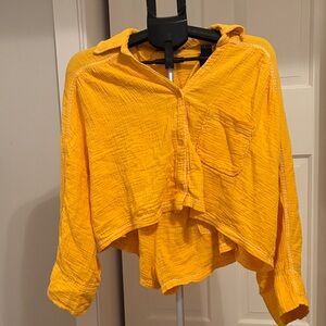 7 For All Mankind Set Yellow Women's Gauze Top & Shorts Size L